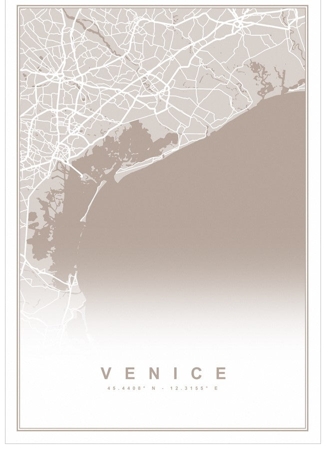 Map of Venice with a gradient background