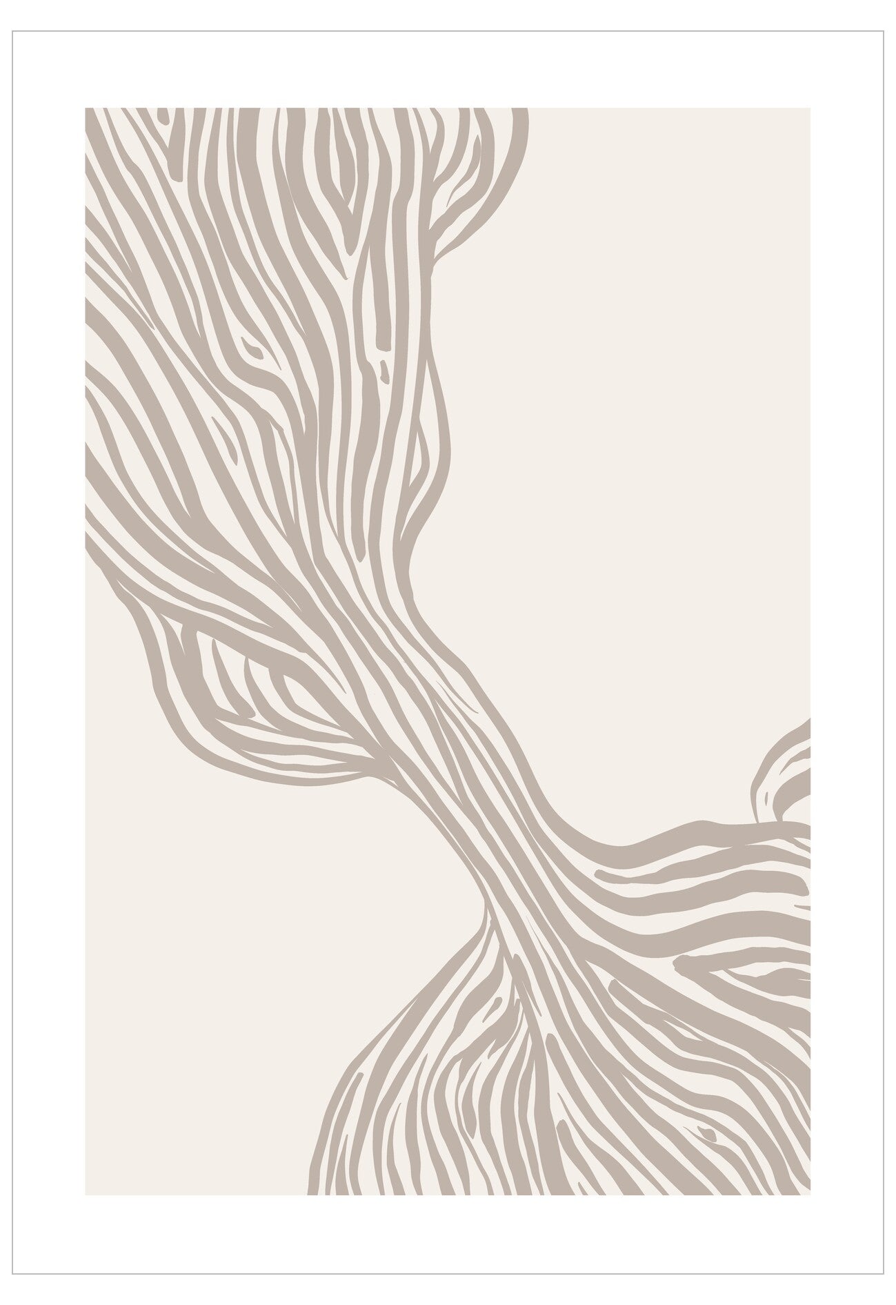 Abstract design of wavy lines on a beige background
