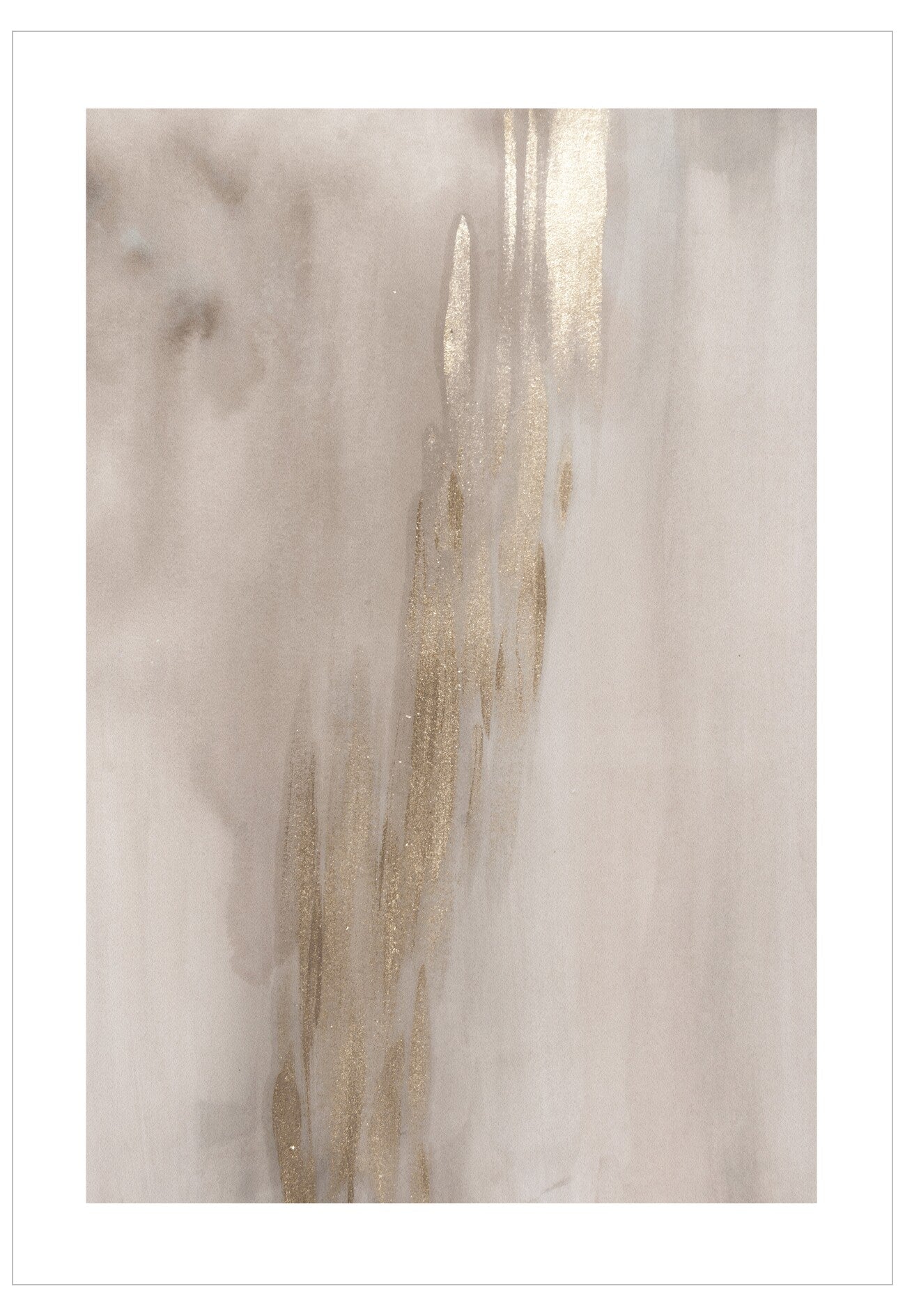 Abstract art with gold and beige colors on a white background