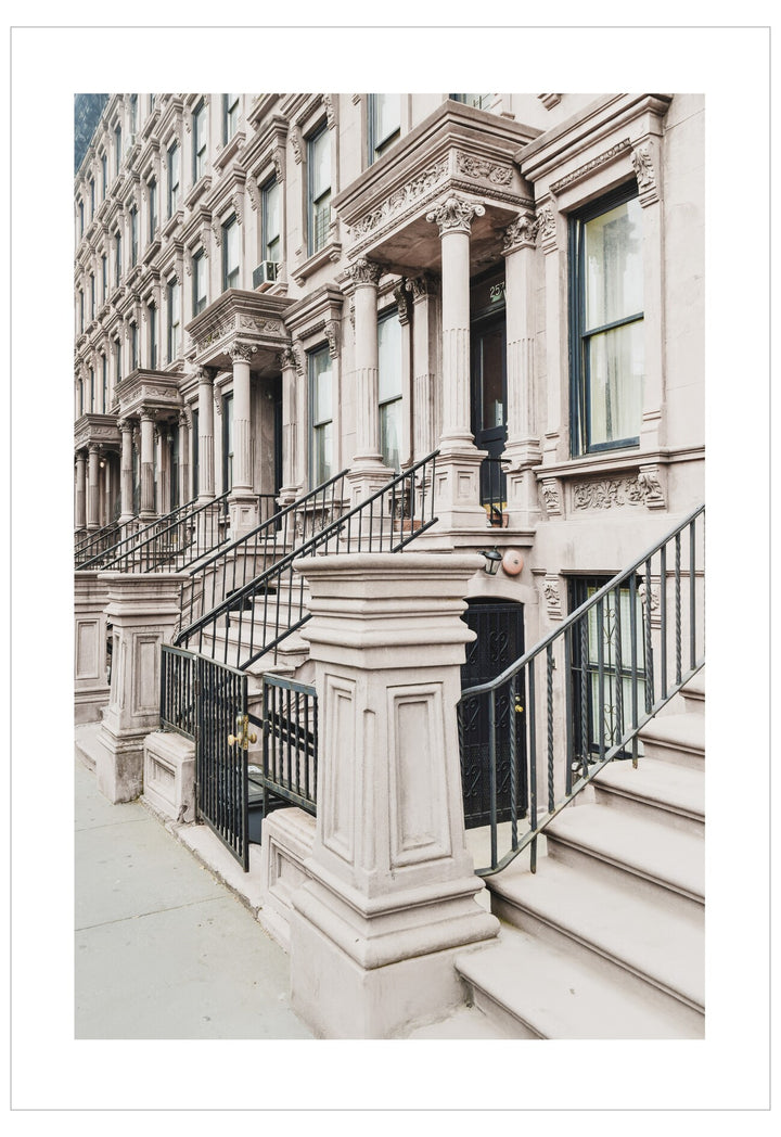 Traditional urban architecture with ornate building facades and a fire escape.