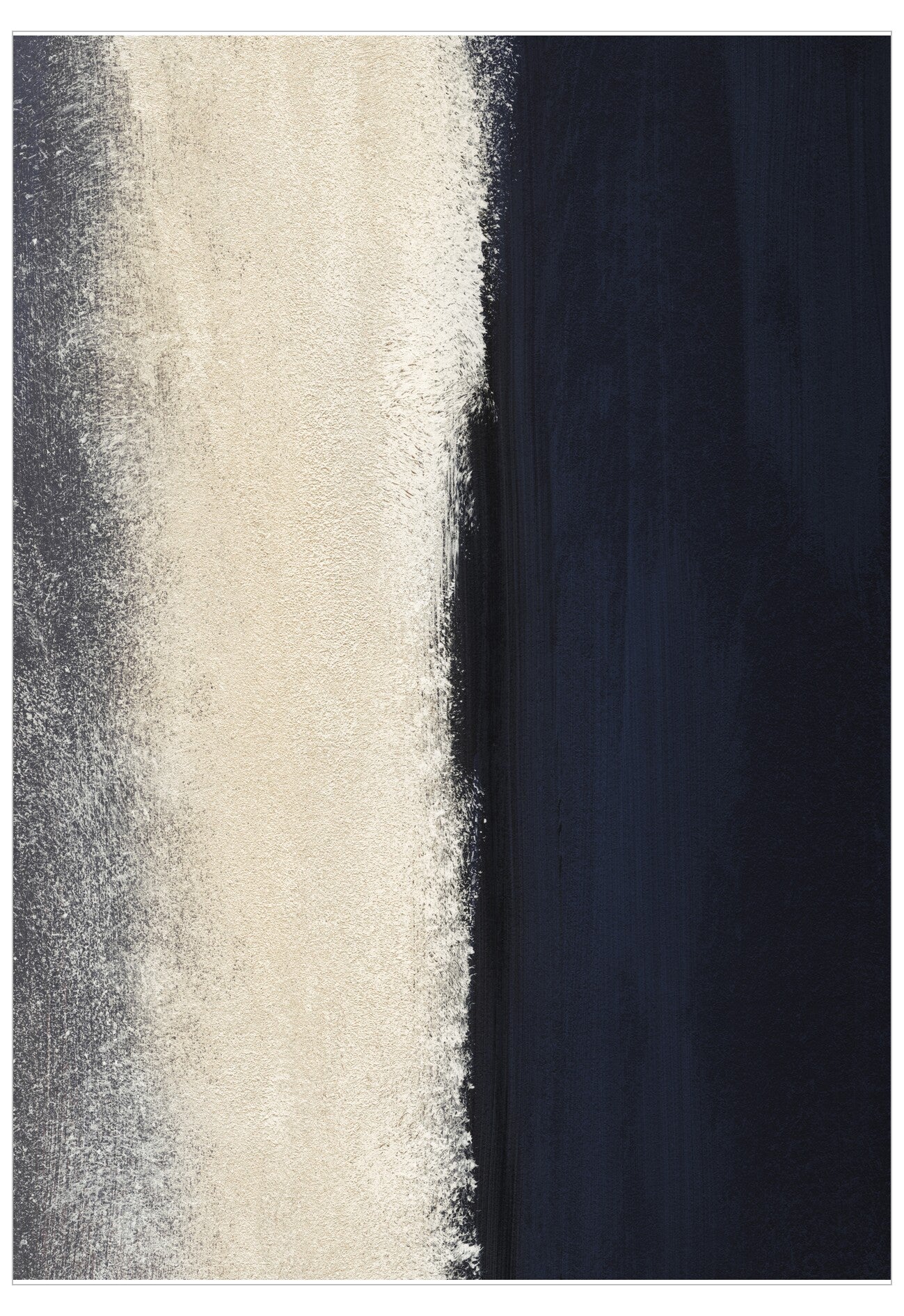 Abstract design with vertical stripes in black, gray, and beige.