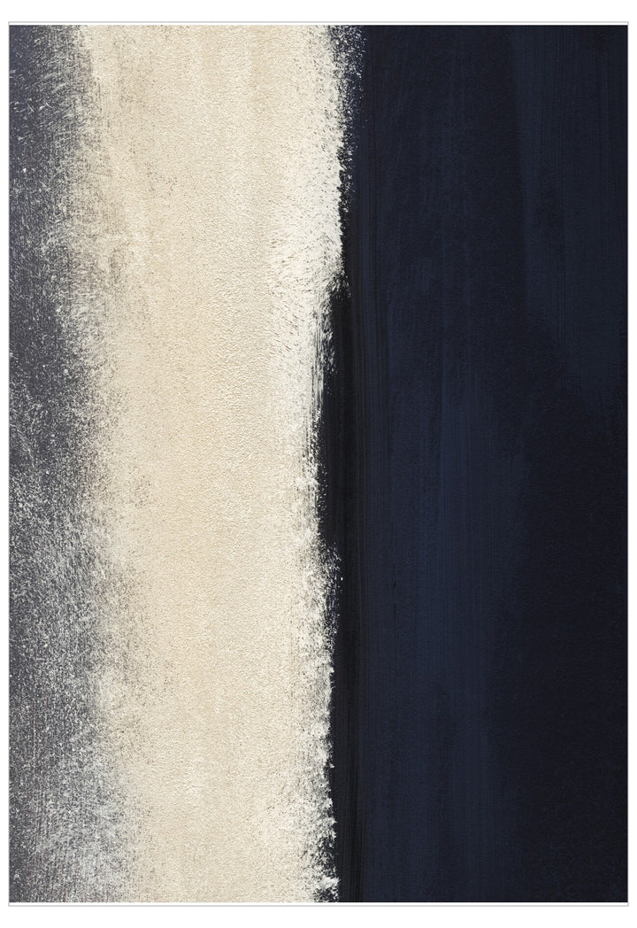 Abstract design with vertical stripes in black, gray, and beige.