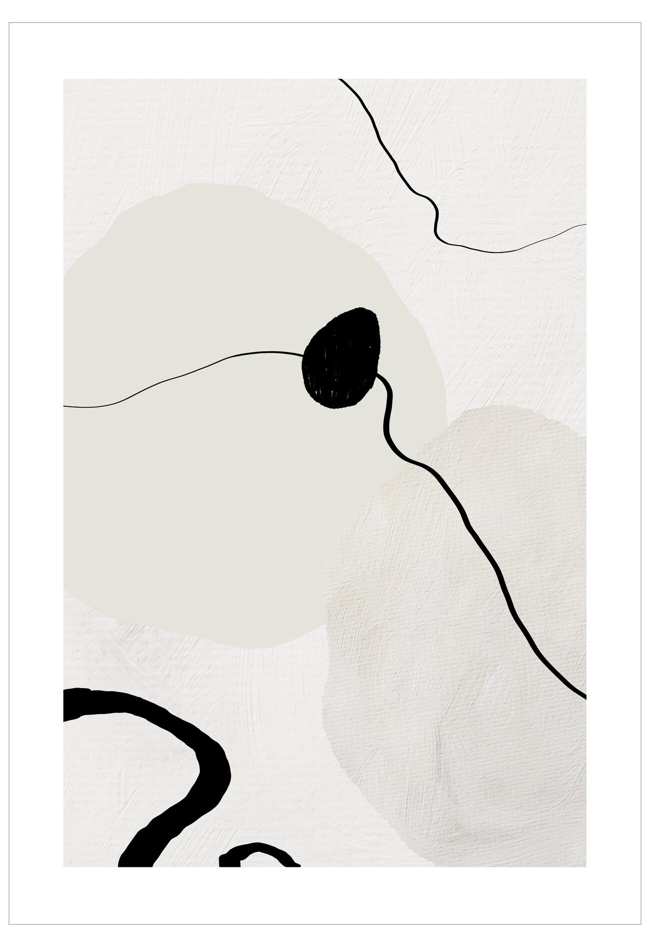 Abstract black and white line art on a white background