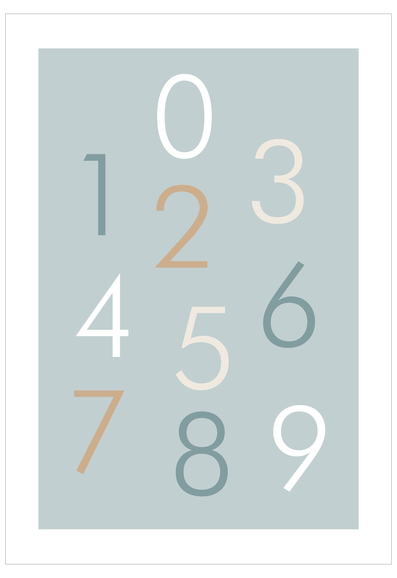 Set of numbers on a light blue background