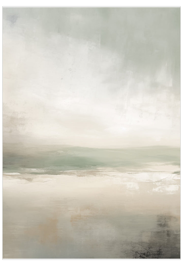 Abstract art with soft, muted colors and a blurred landscape.
