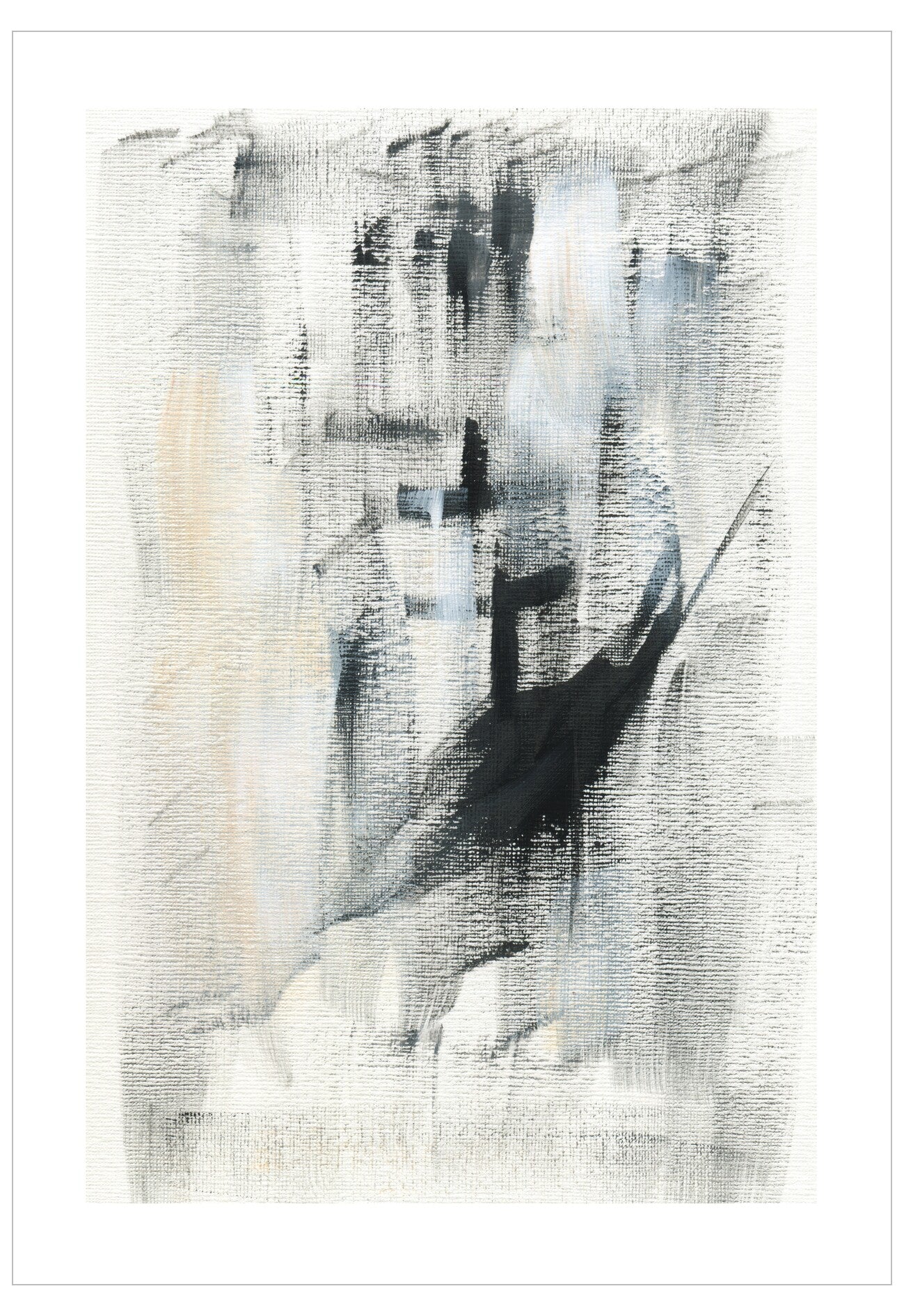 Abstract black and white painting on a white background