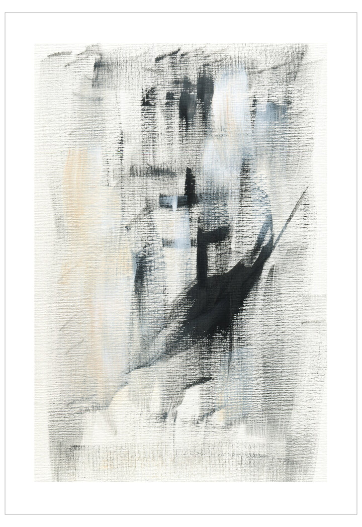 Abstract black and white painting on a white background