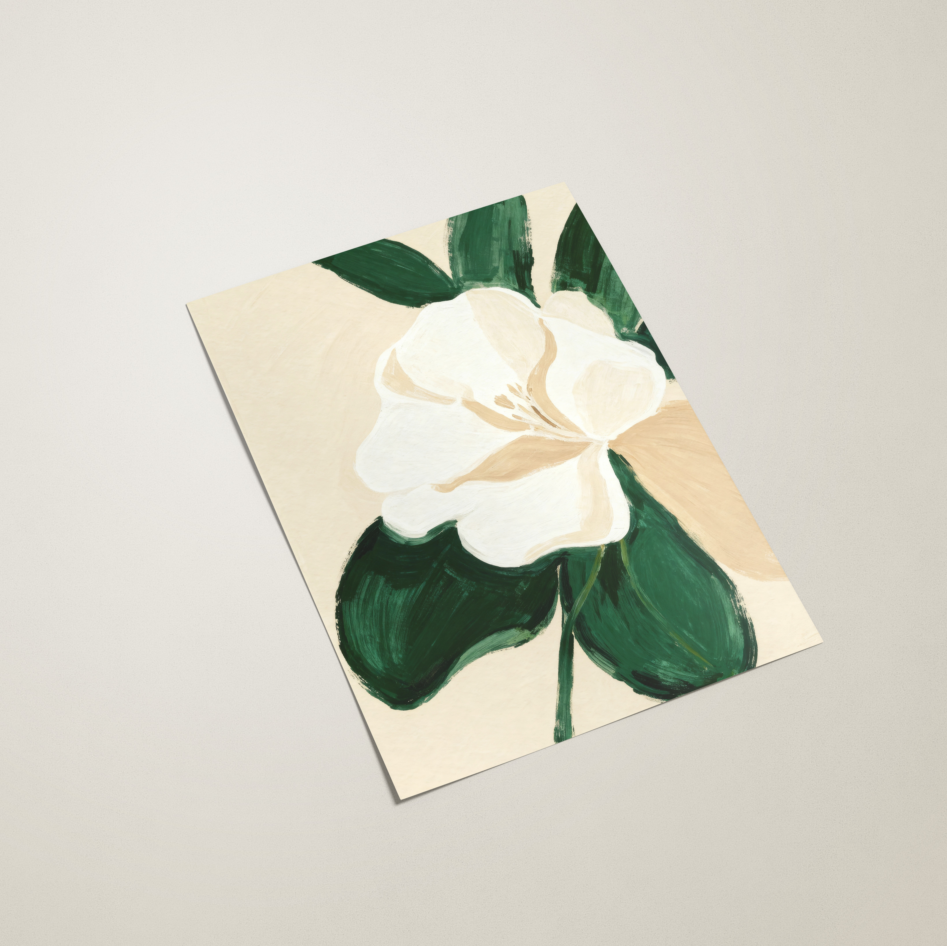 green and white floral print