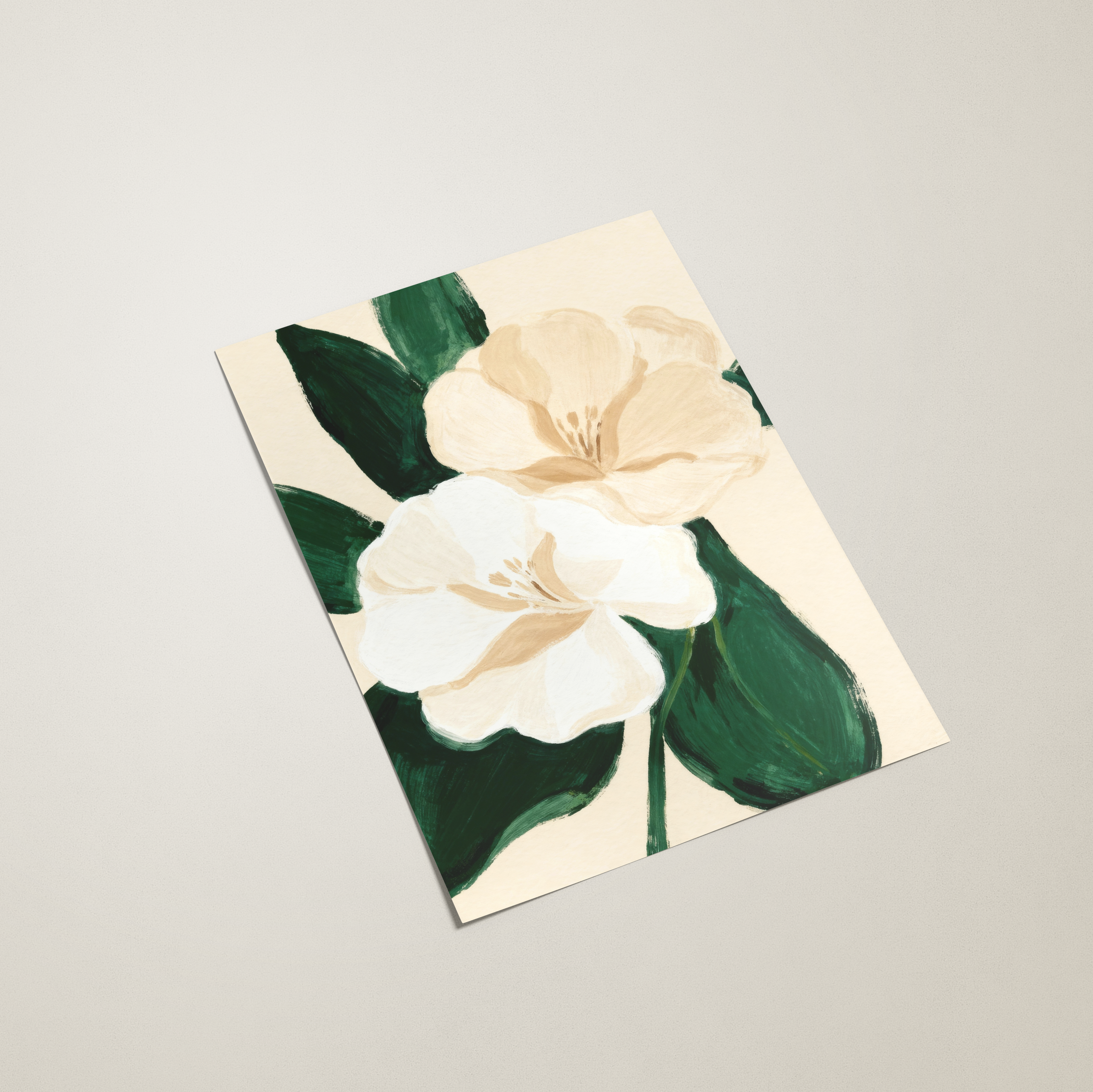 Illustrated white flowers wall art