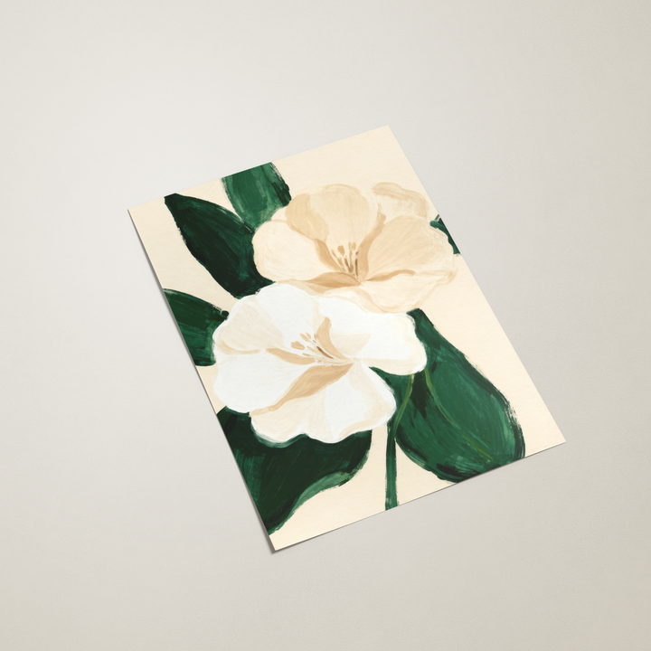 Illustrated white flowers wall art