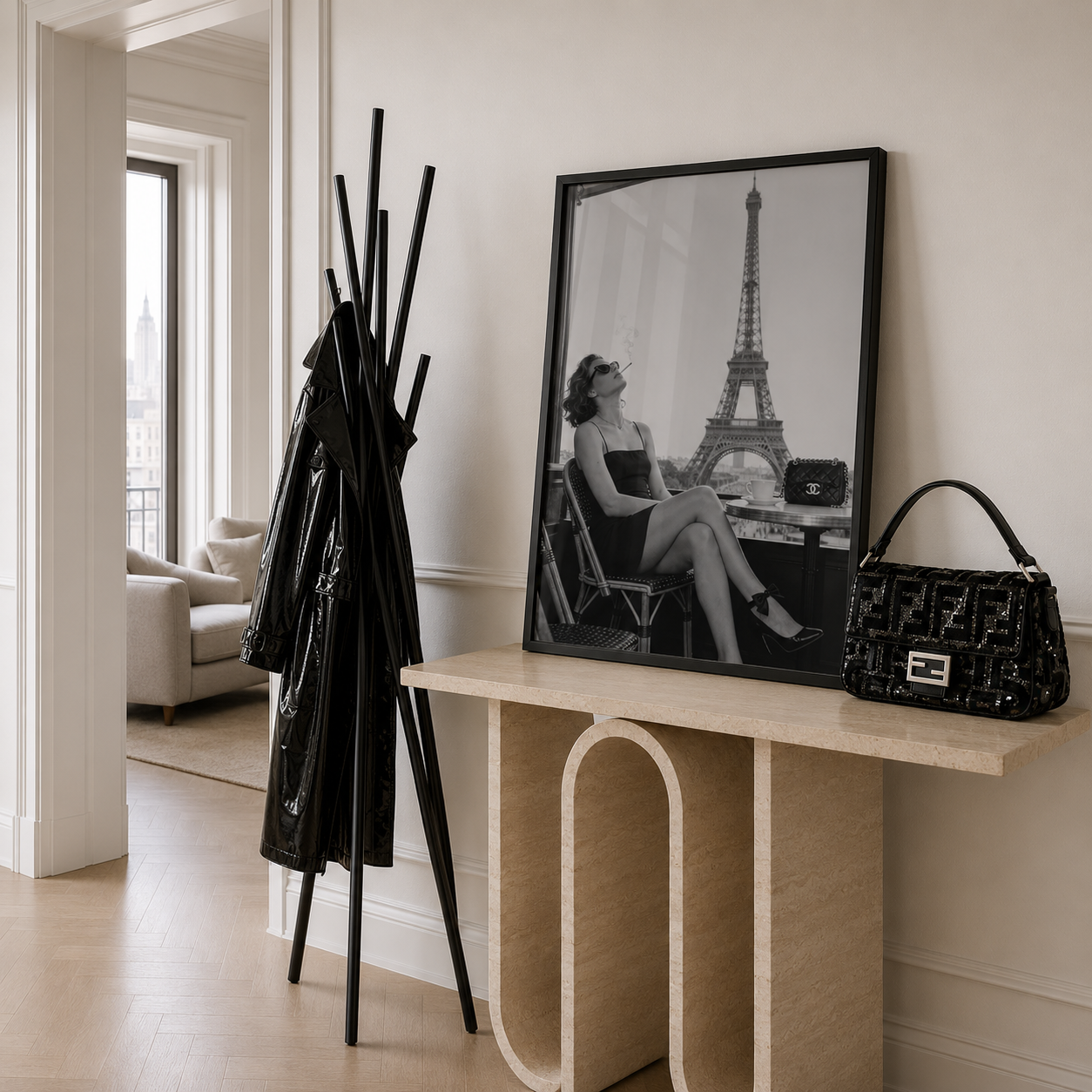 Fashion wall art in trendy london apartment