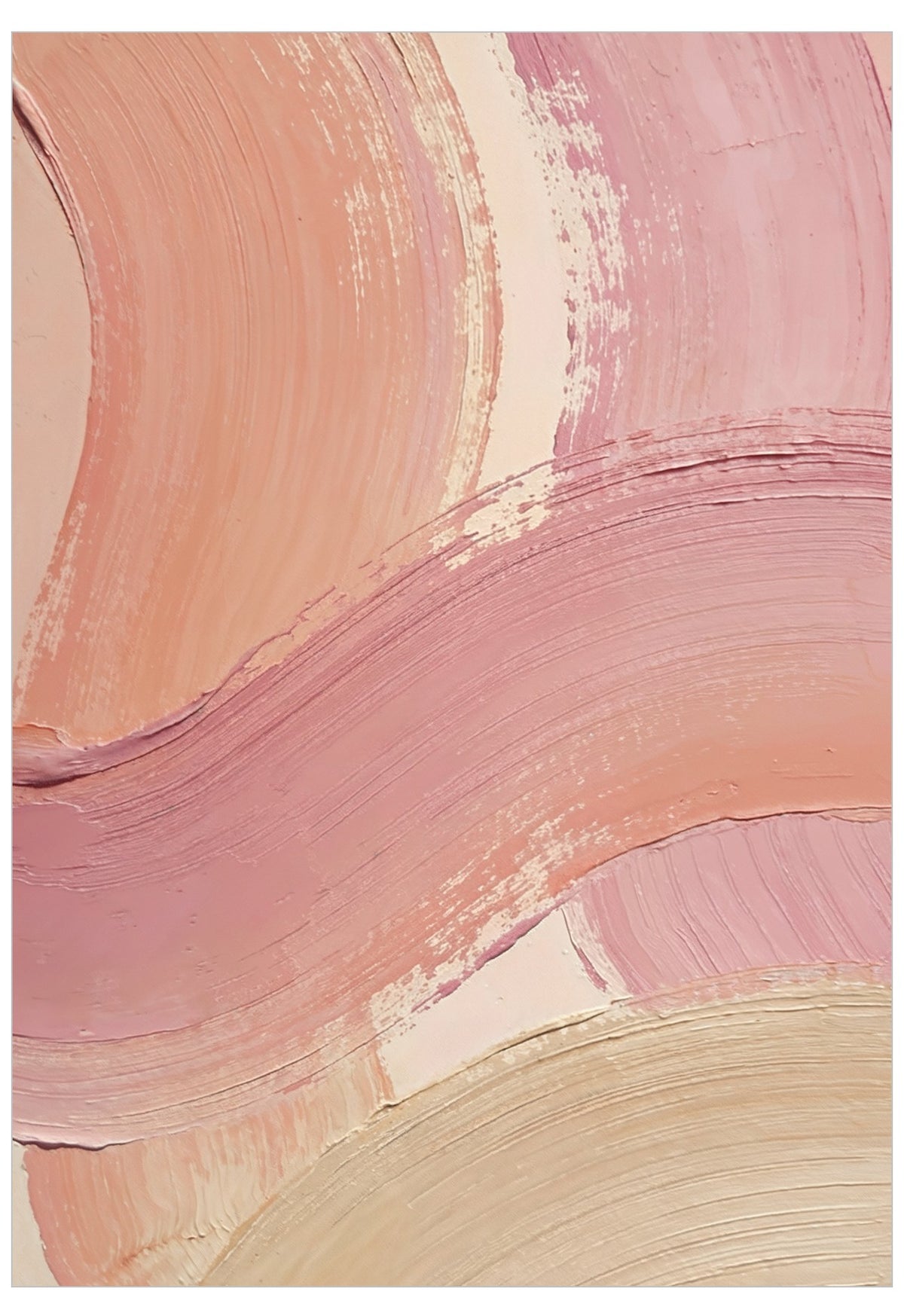 Abstract paint strokes flow across this contemporary poster in soft pastel shades