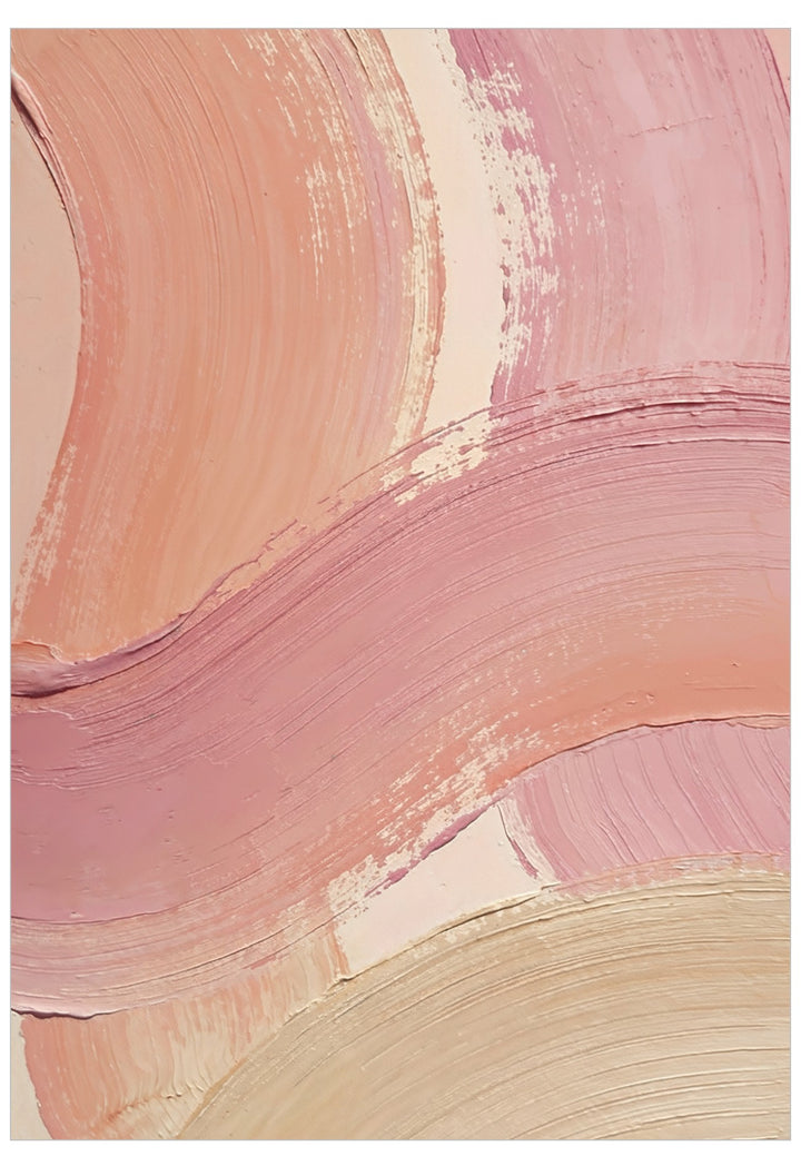 Abstract paint strokes flow across this contemporary poster in soft pastel shades