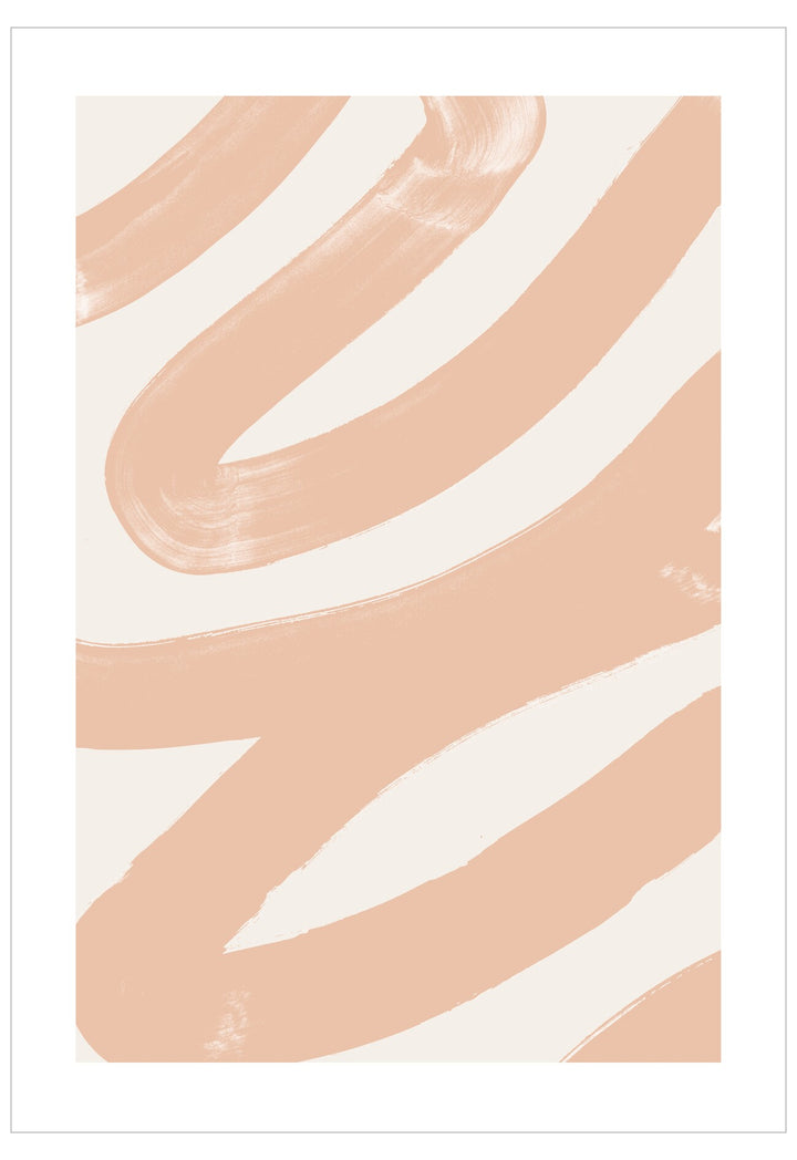 Abstract design of wavy lines in beige and white on a white background