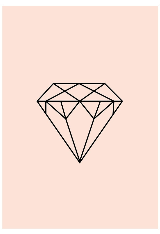 Geometric diamond shape on a light pink background