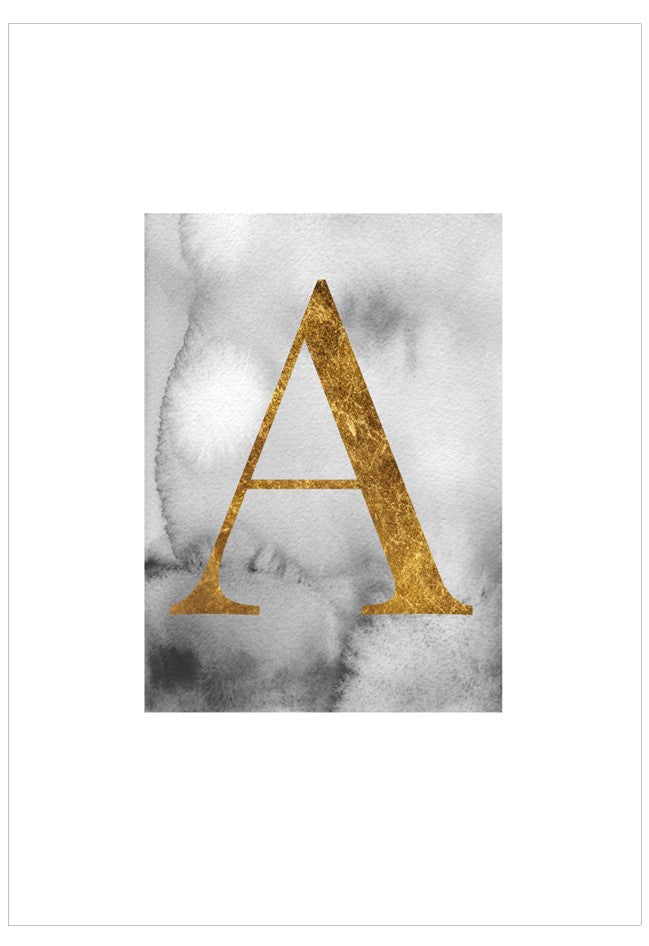 Gold letter 'A' on a marble background