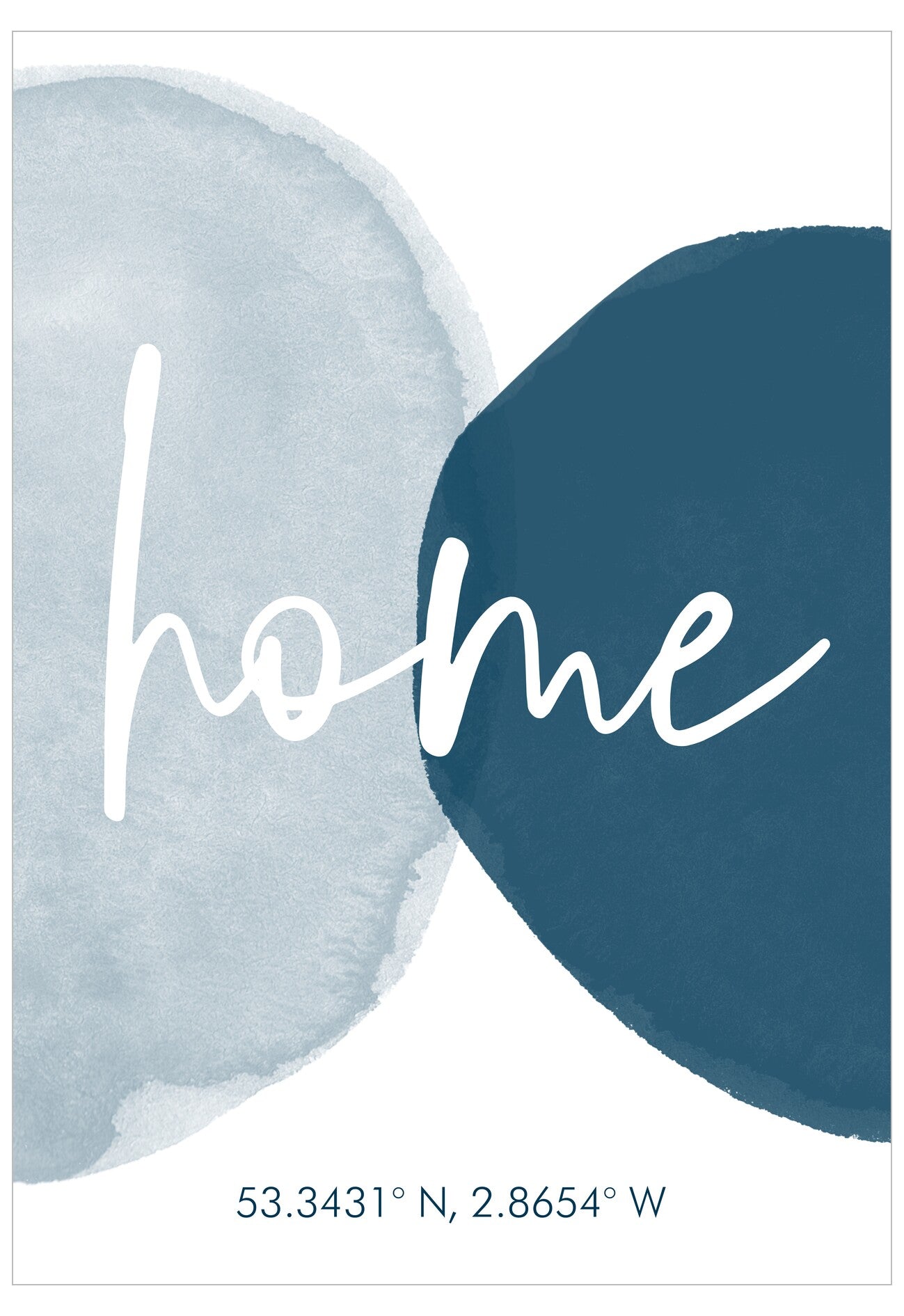 Abstract design with 'home' text and coordinates on a white background