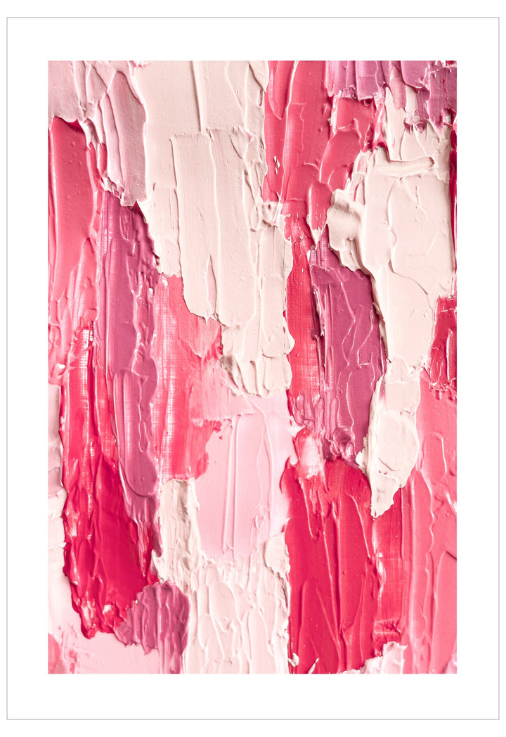 Abstract art with pink and white brush strokes on a white background