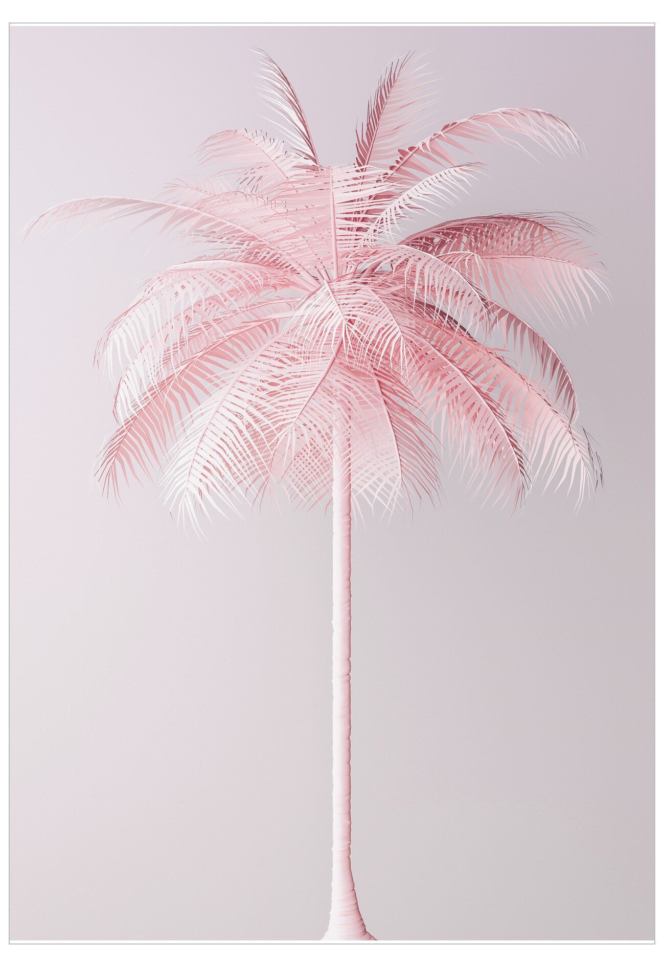 Pink palm tree on a light gray background