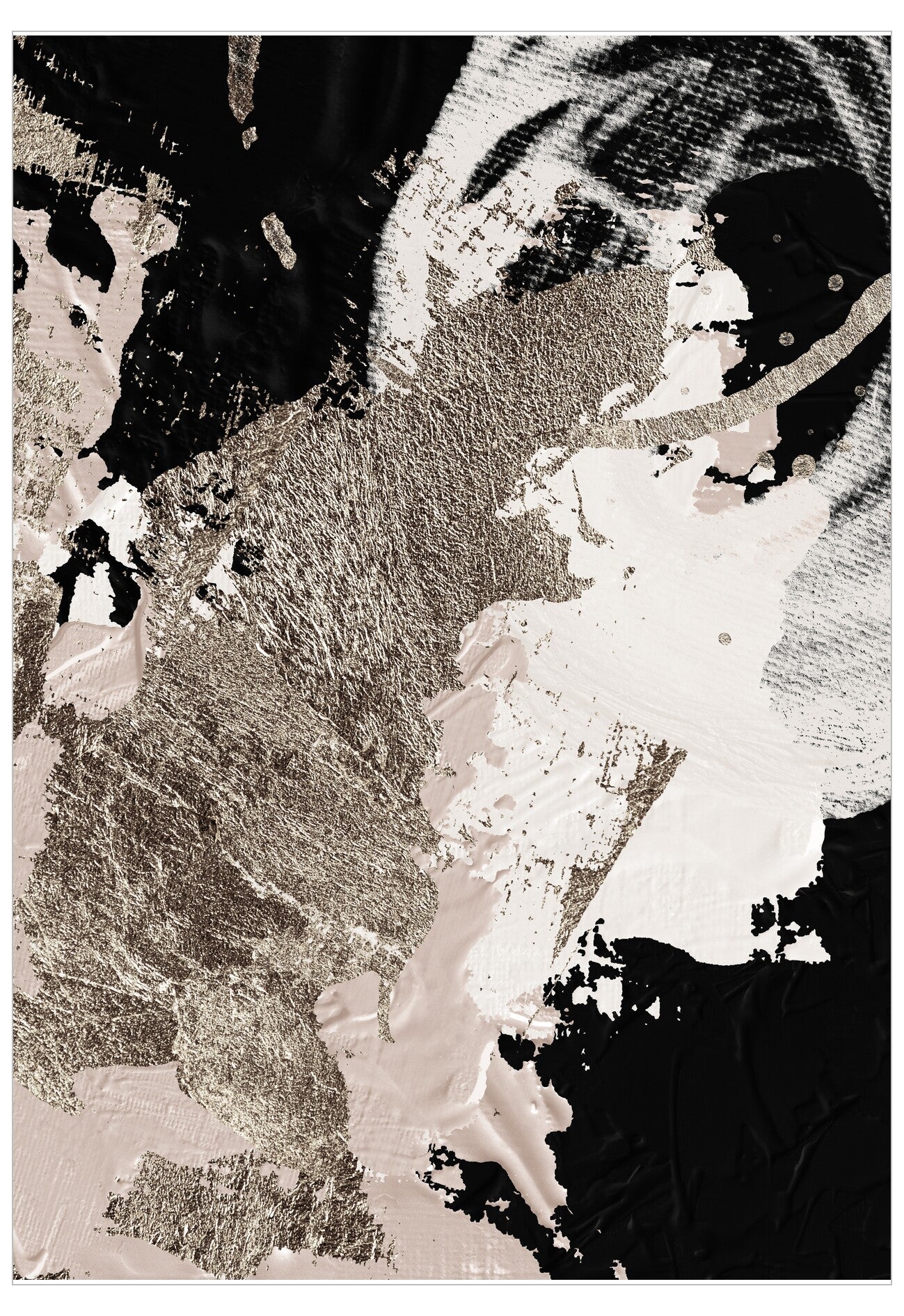 Abstract black and white artwork with textured patterns