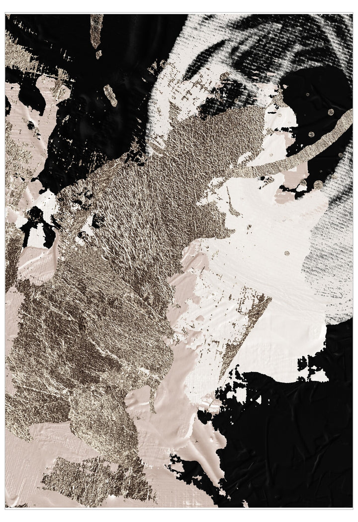 Abstract black and white artwork with textured patterns