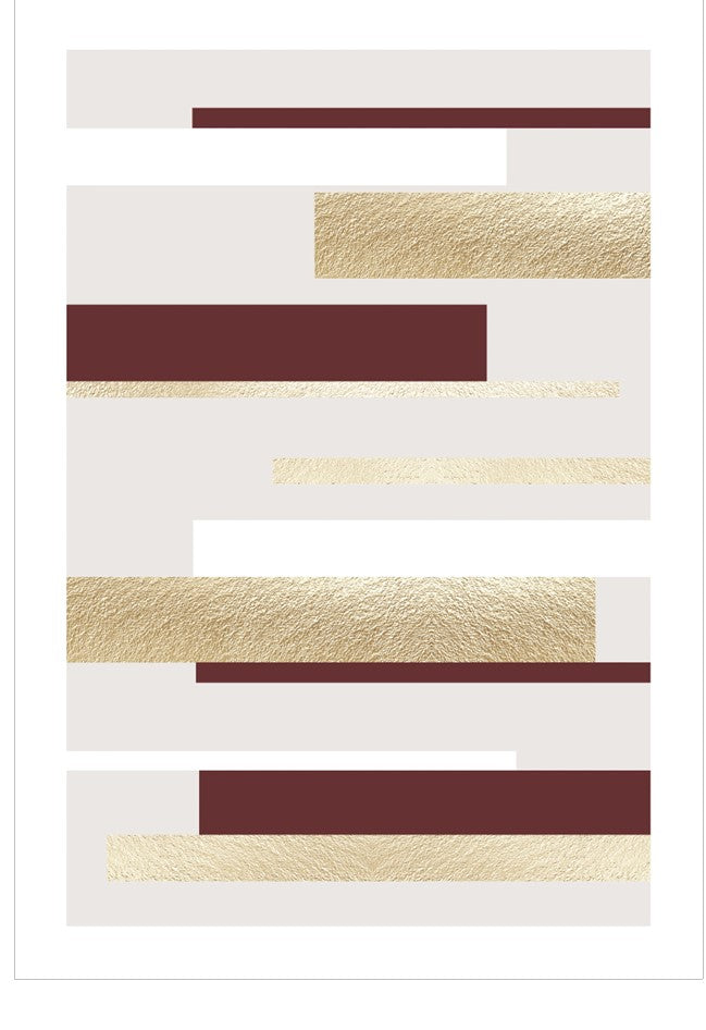 Design with gold and burgundy horizontal stripes on a white background