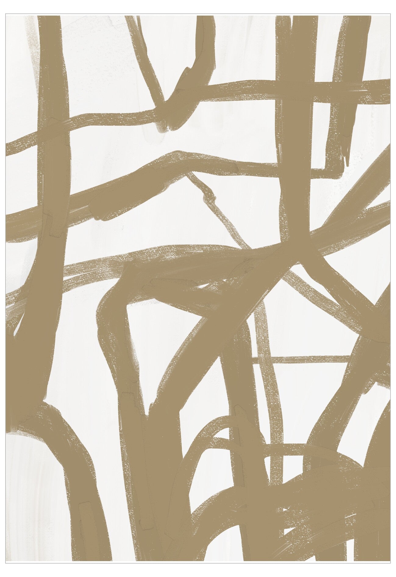 Plastic Rough Line Design Rough Lines No.1 Poster | Stylish Abstract Beige Wall Art