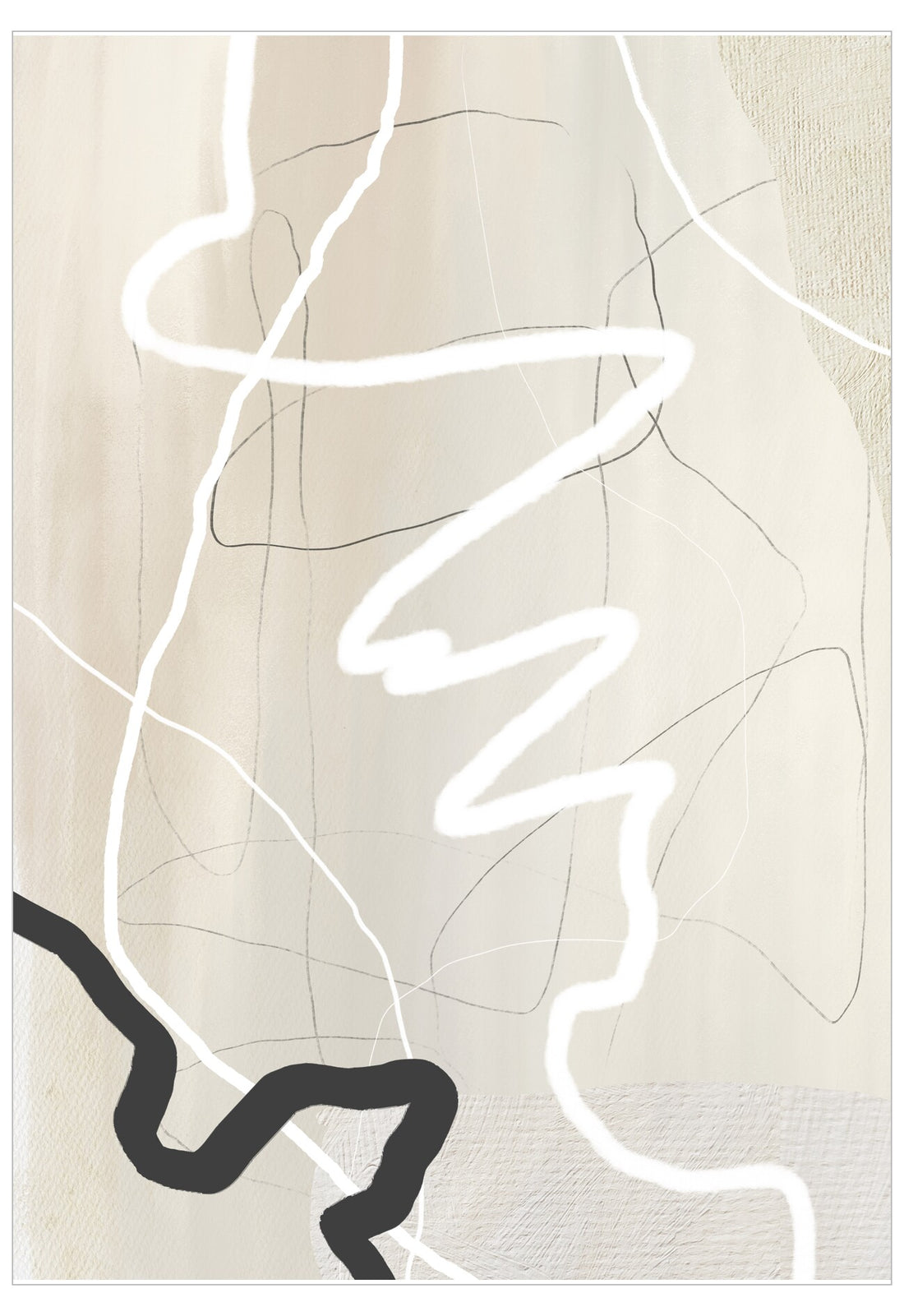 Rough Lines No.2 Poster | Stylish Abstract Beige Wall Art