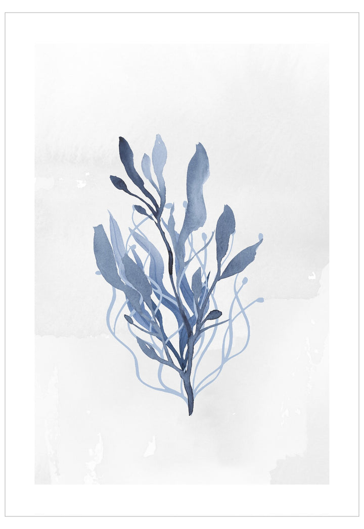 Blue underwater plant design on a white background