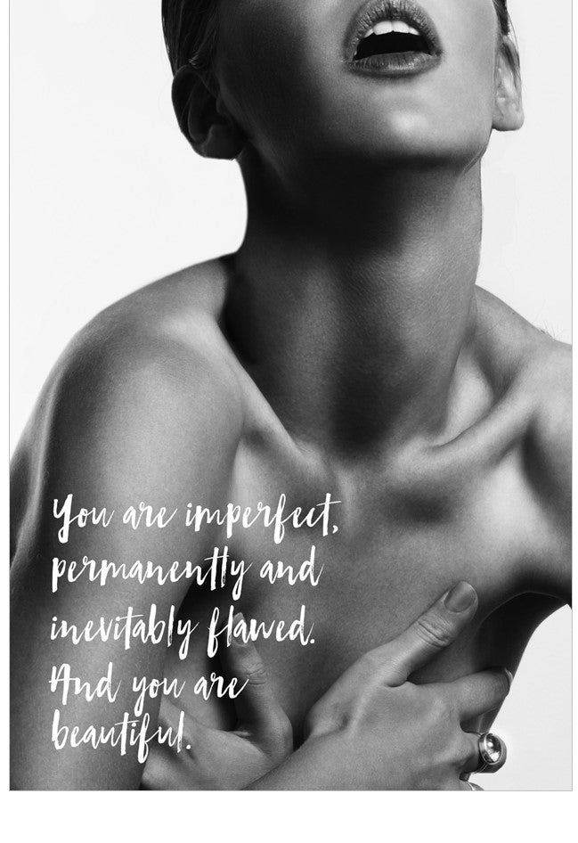 Black and white image of a person with text overlay on a white background