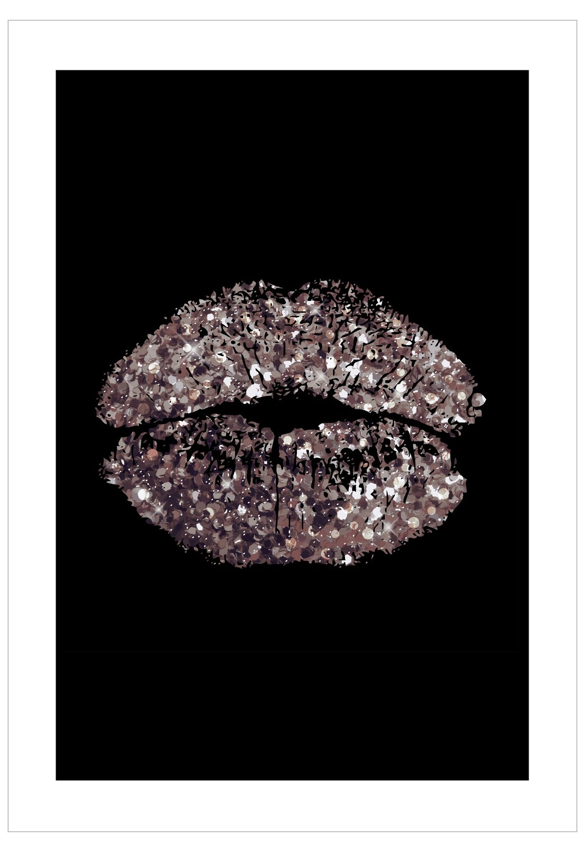 Sparkling lips design on a black background