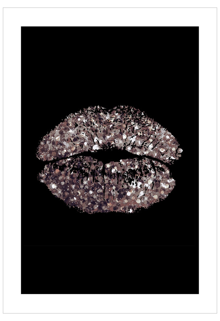 Sparkling lips design on a black background
