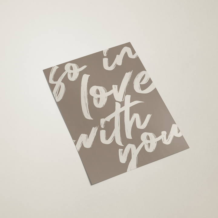 Poster with romantic text on a beige background