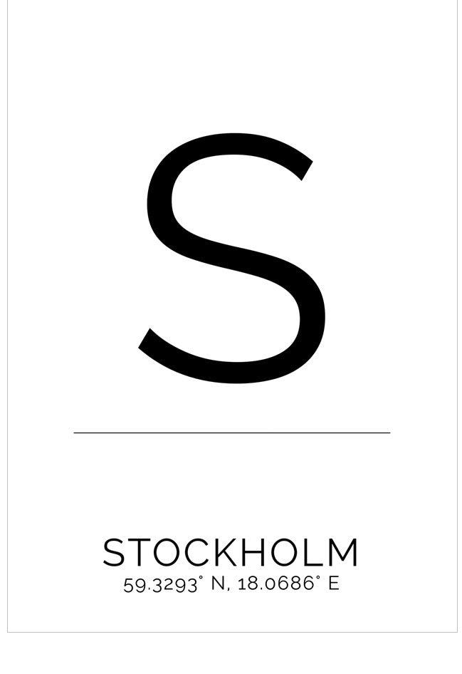 Letter 'S' with coordinates below on a white background