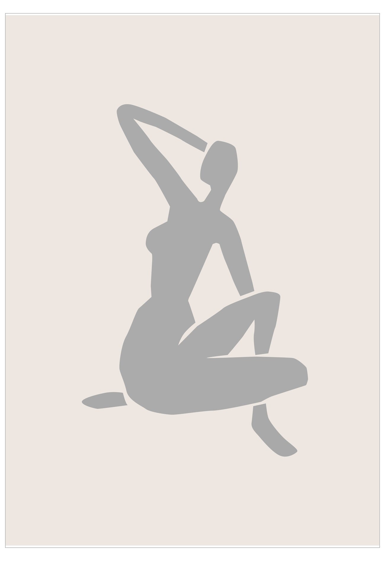 Gray silhouette of a dancer on a beige background