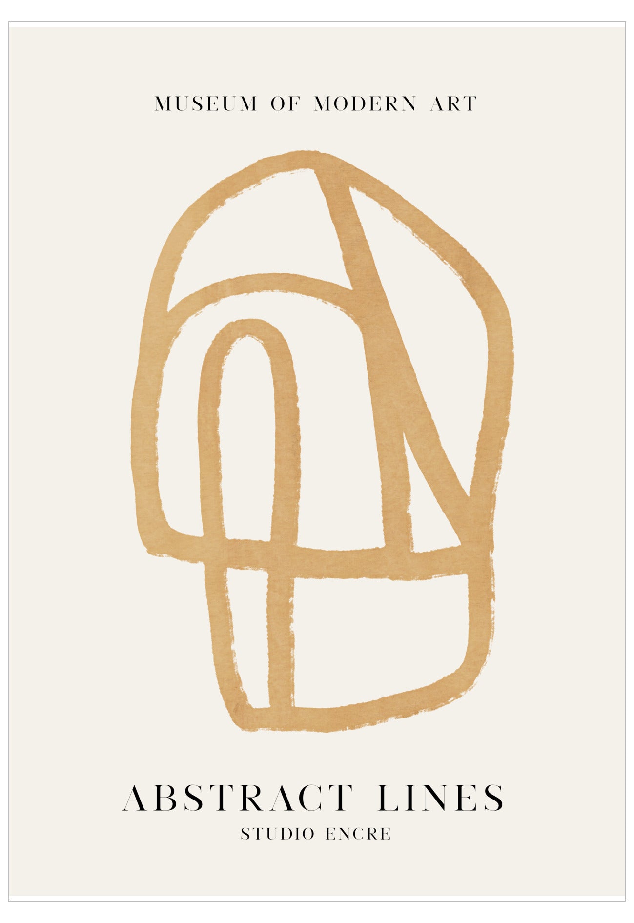 Poster of abstract lines with 'Museum of Modern Art' and 'Studio Encre' text on a beige background