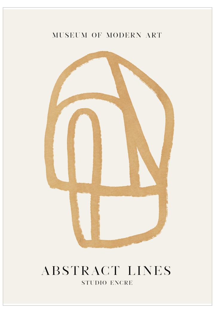 Poster of abstract lines with 'Museum of Modern Art' and 'Studio Encre' text on a beige background