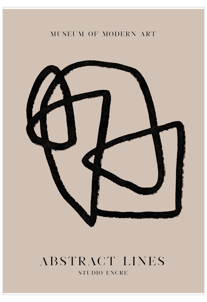 Abstract line art on a beige background with 'Museum of Modern Art' and 'Studio Encre' text.