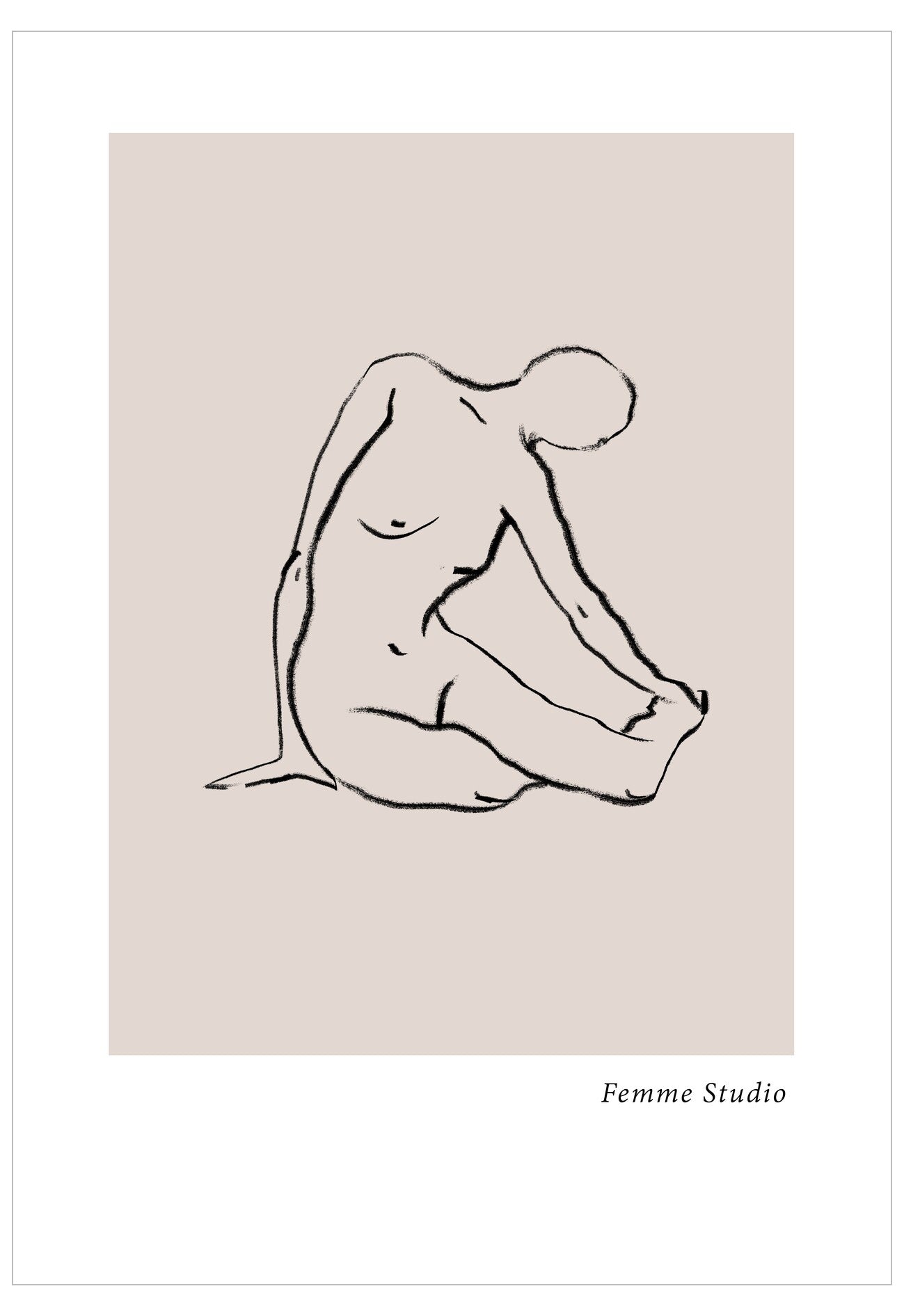 Line drawing of a nude figure on a beige background with 'Femme Studio' branding.