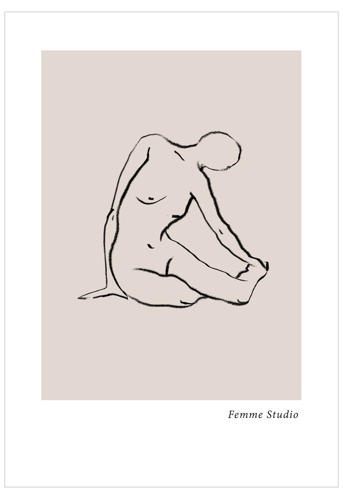 Line drawing of a nude figure on a beige background with 'Femme Studio' branding.