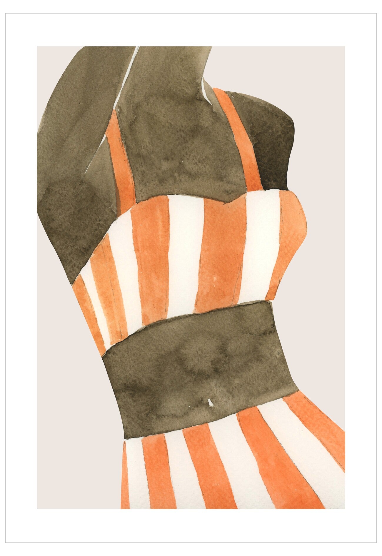 Suede jacket with orange and white striped pattern on a plain background