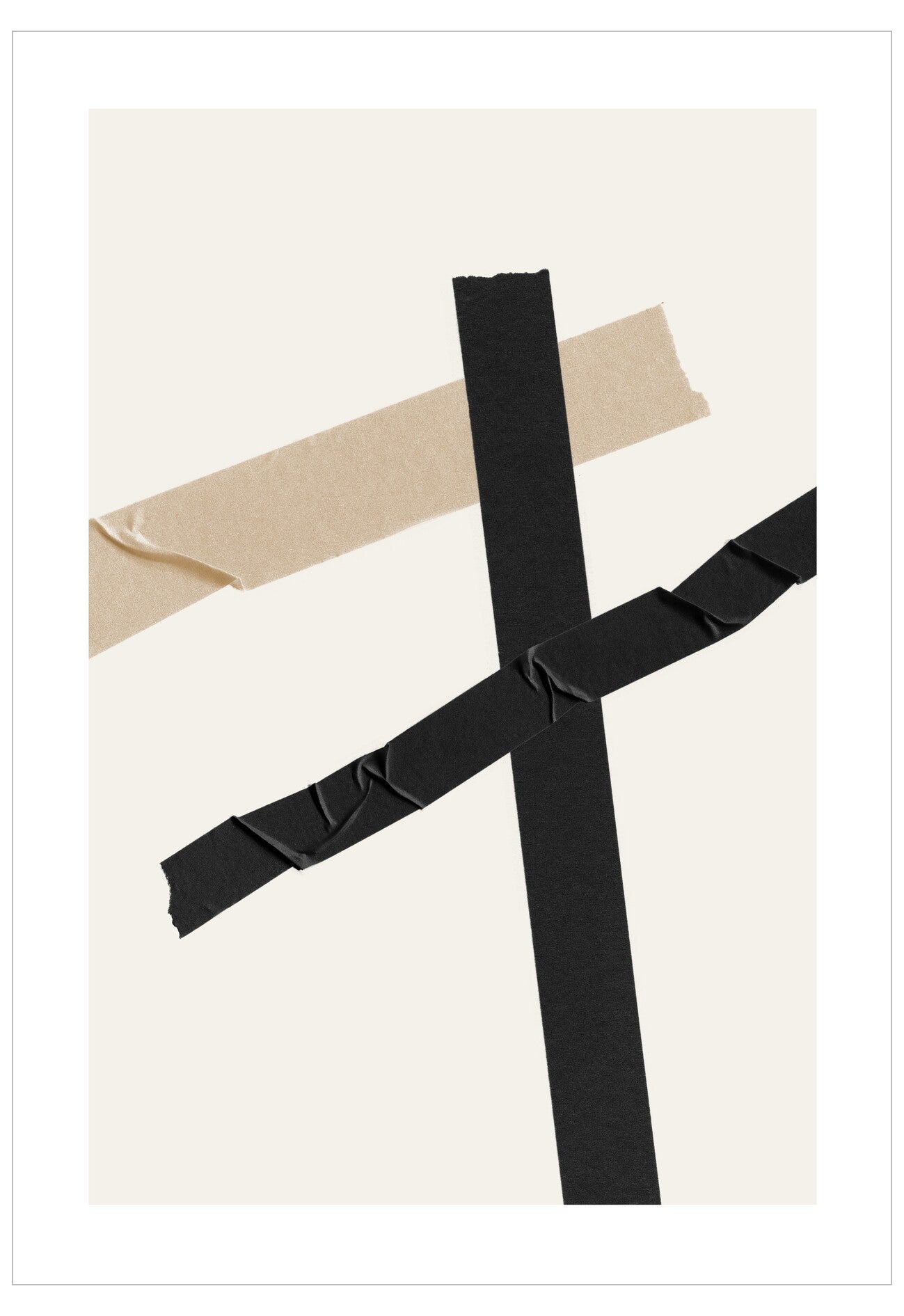 Black belt on a beige fabric background