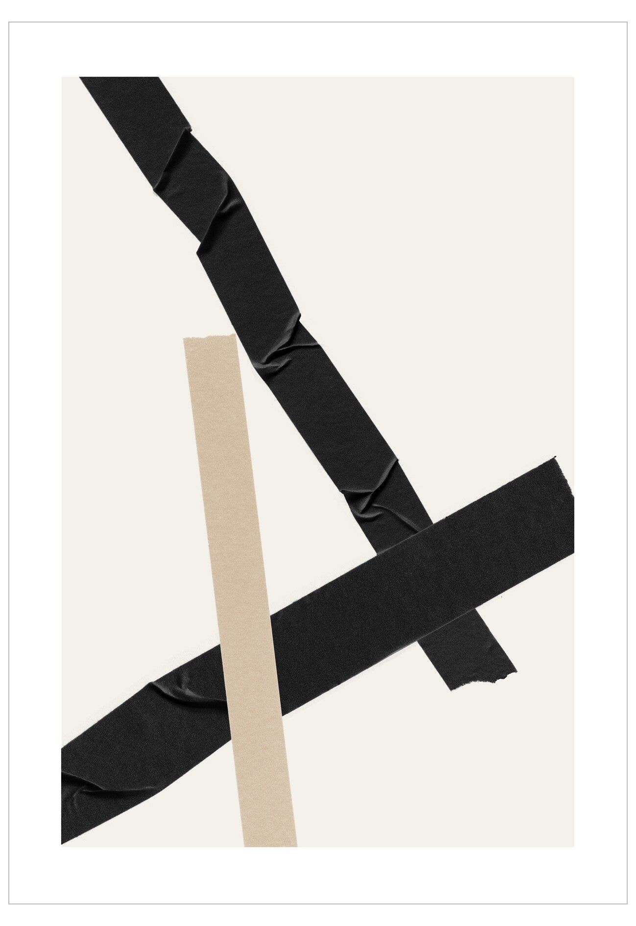 Black and beige abstract art on a white background