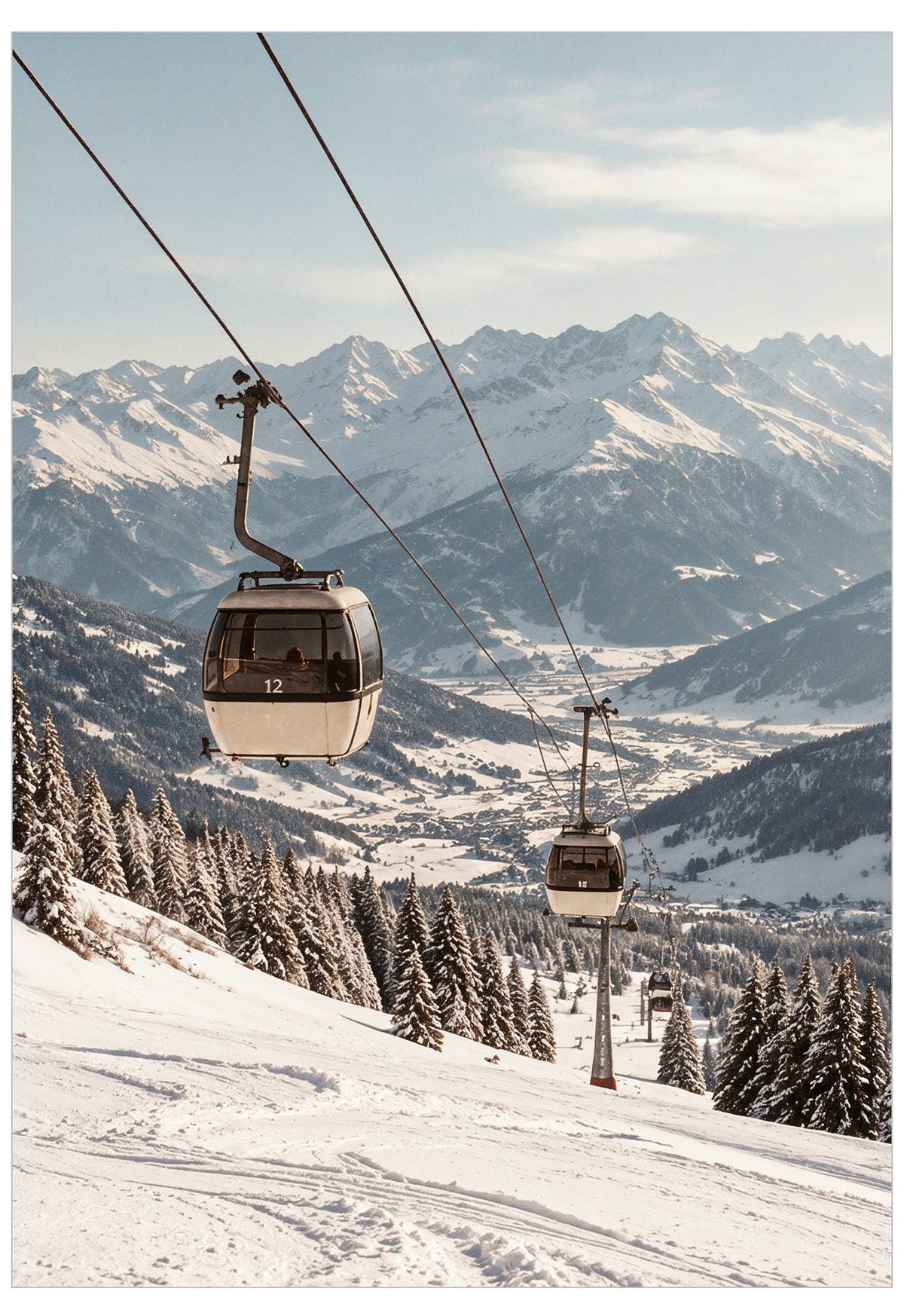 Vintage ski Cable cars
