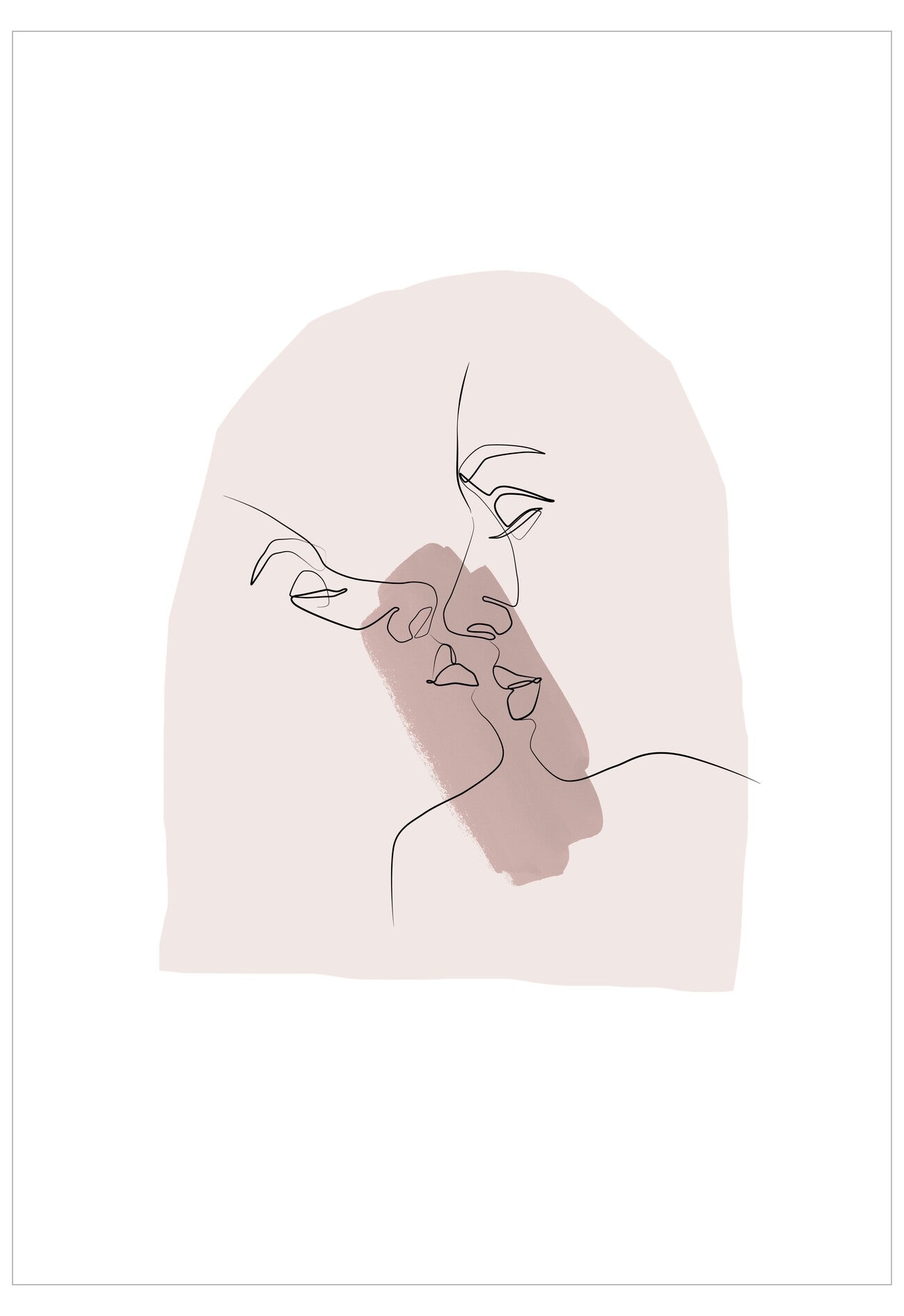 Abstract line art of a face on a beige background