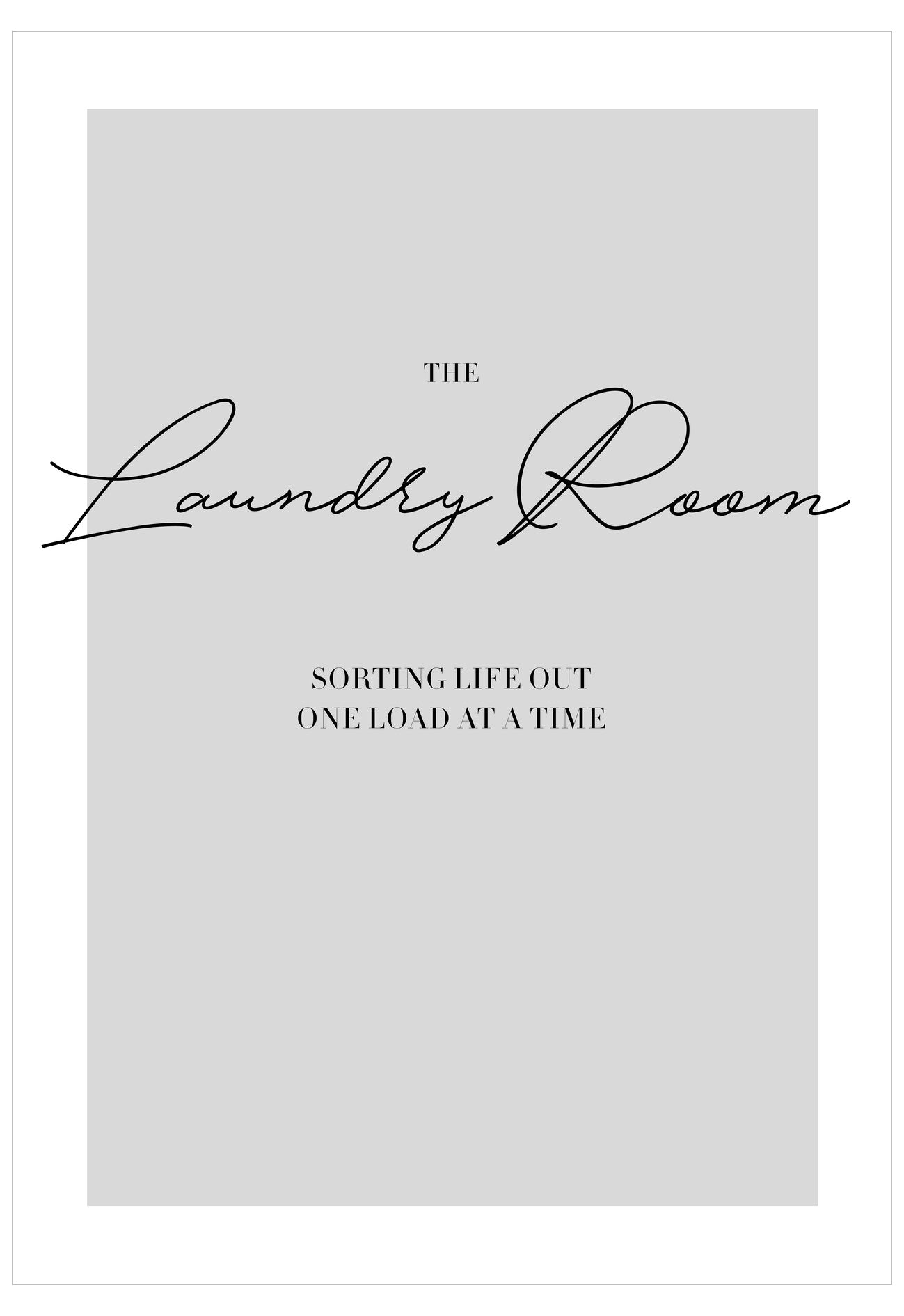 Poster with 'The Laundry Room' text on a light gray background