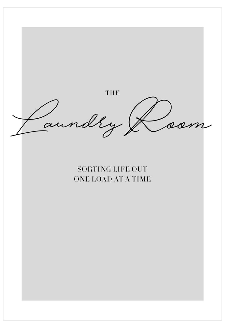 Poster with 'The Laundry Room' text on a light gray background