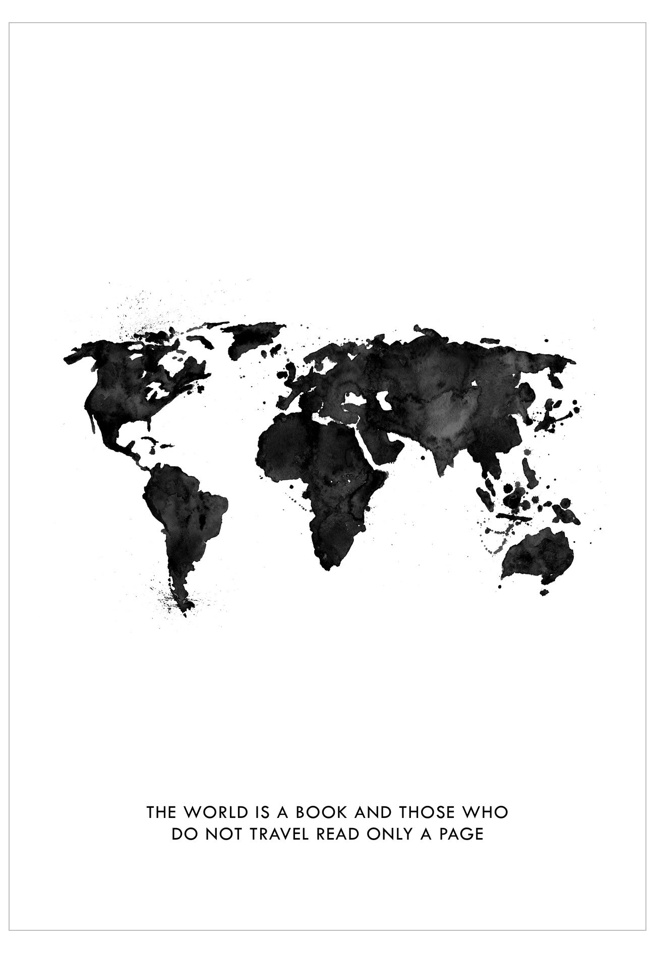 World map poster with text on a white background