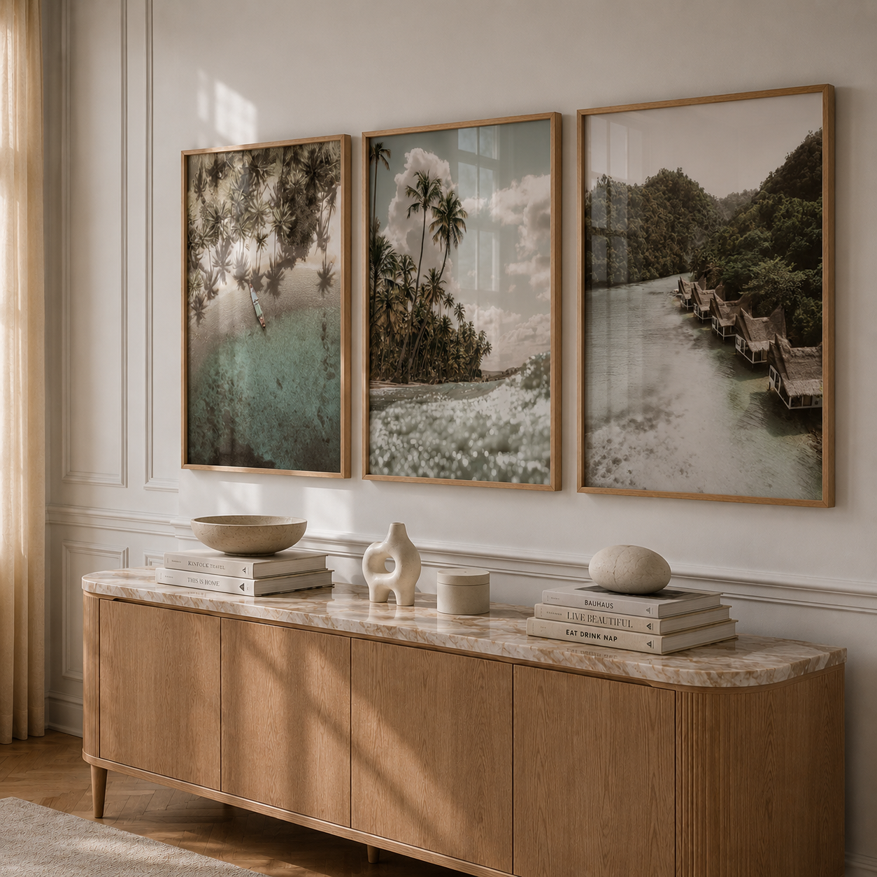Wall art of tropical beach inspired posters