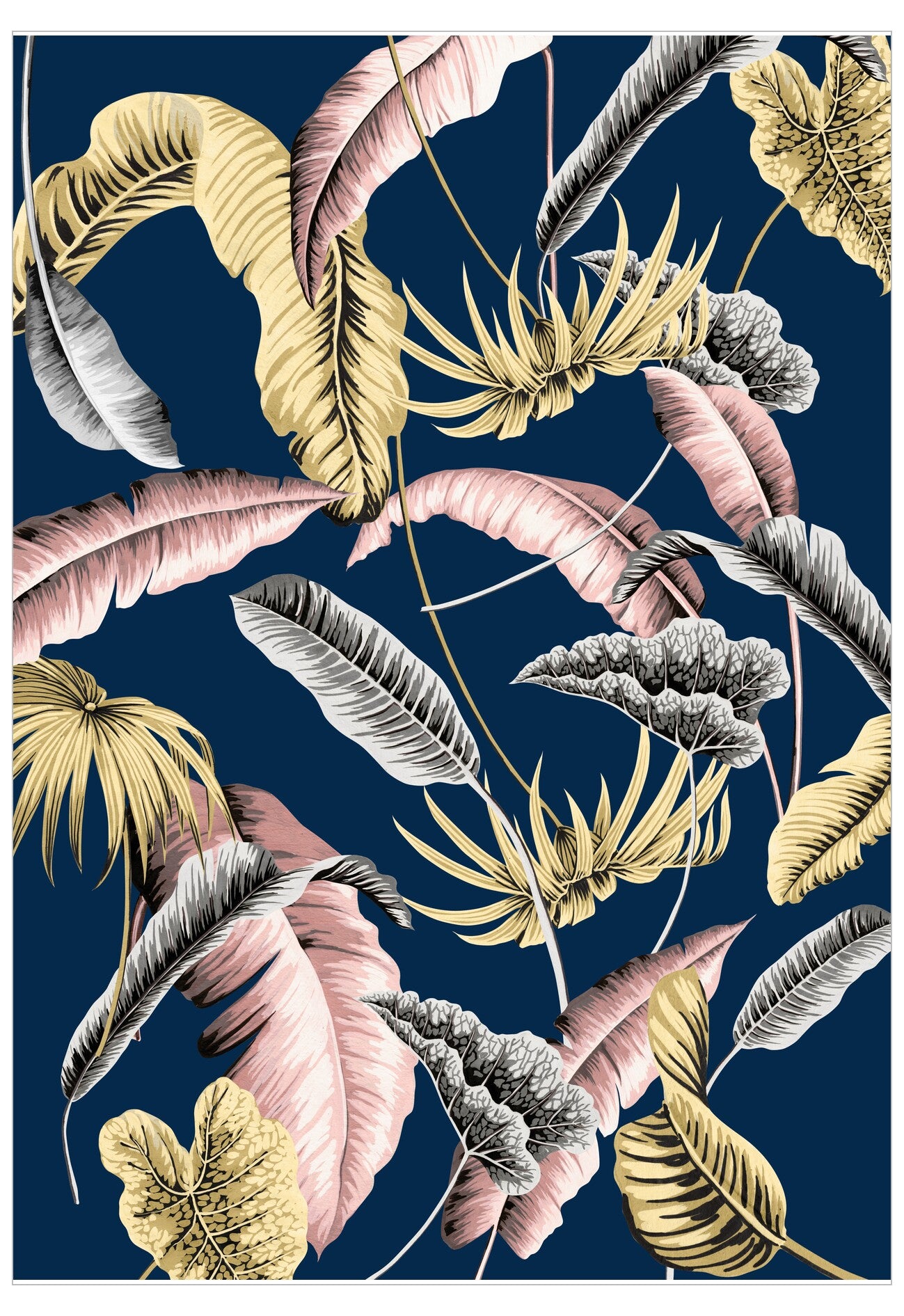 Colorful leaf pattern on a blue background